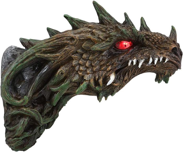 Ebros Gift Ebros Dryad Greenman Dragon Wall Decor With Red LED Illuminated Eyes Sculpture