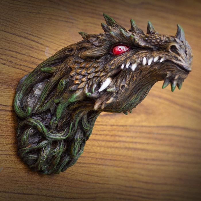 ebros gift Ebros Dryad Greenman Dragon Wall Decor with Red LED Illuminated Eyes Sculpture