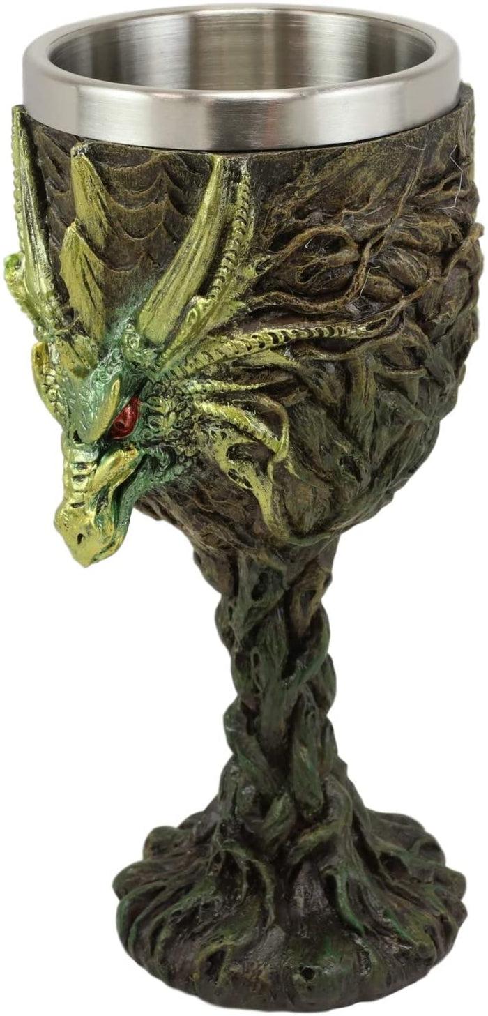 Ebros Gift Ebros Dryad Greenman Earth Dragon 5oz Wine Goblet Chalice Cup Fantasy Decor