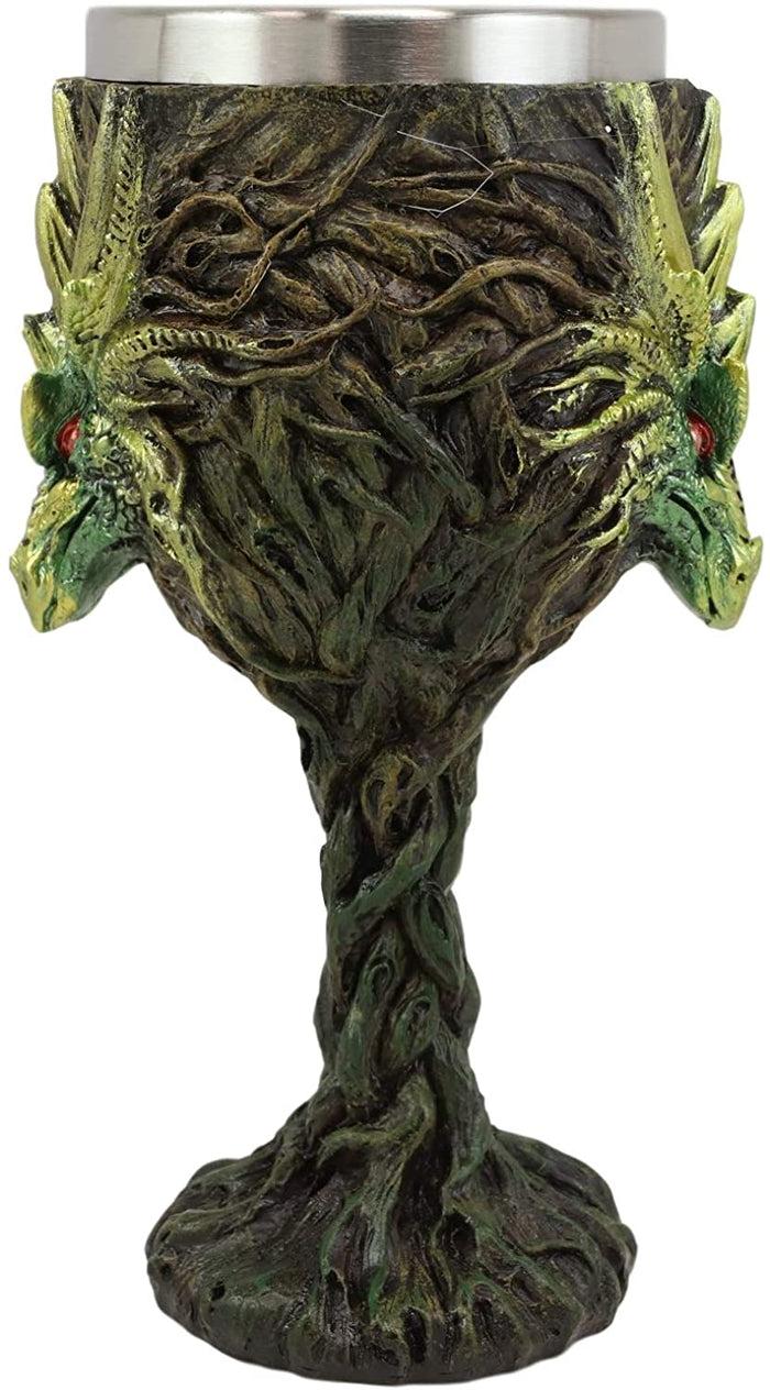 Ebros Gift Ebros Dryad Greenman Earth Dragon 5oz Wine Goblet Chalice Cup Fantasy Decor