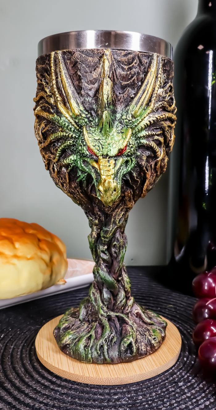 ebros gift Ebros Dryad Greenman Earth Dragon 5oz Wine Goblet Chalice Cup Fantasy Decor