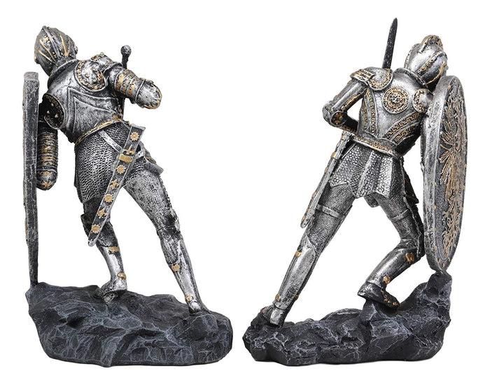 Ebros Gift Ebros Dueling Crusader Knights With Giant Coat Of Arms Shields Bookends Set