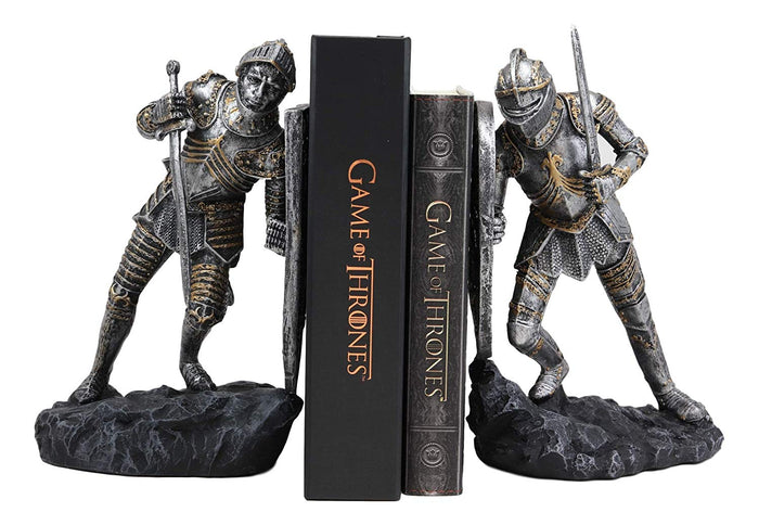 Ebros Gift Ebros Dueling Crusader Knights With Giant Coat Of Arms Shields Bookends Set