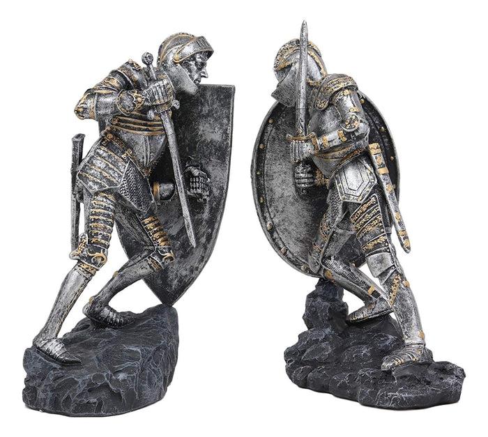 Ebros Gift Ebros Dueling Crusader Knights With Giant Coat Of Arms Shields Bookends Set