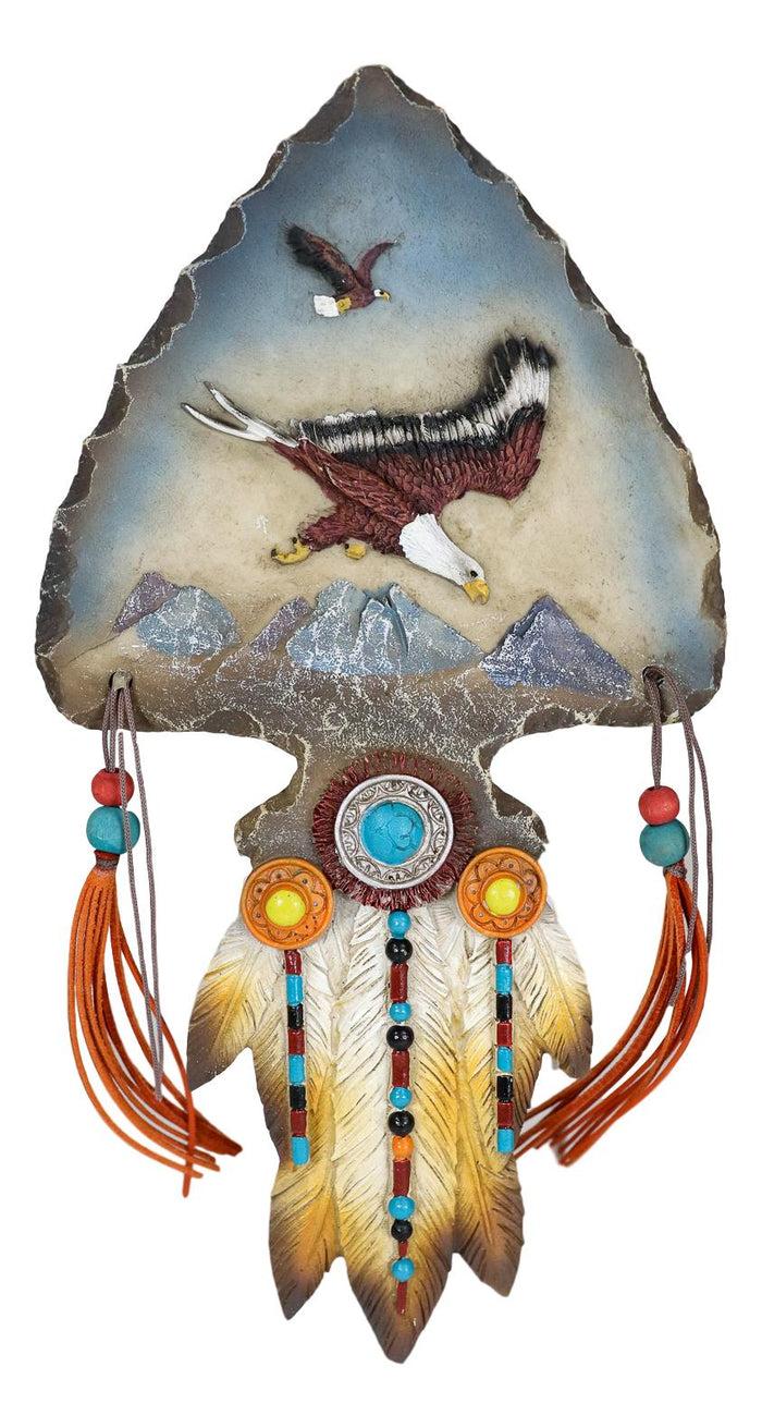 Ebros Gift Ebros Eagle Soaring Over Mountains Dreamcatcher Beaded Lace Feather Headdress Plaque