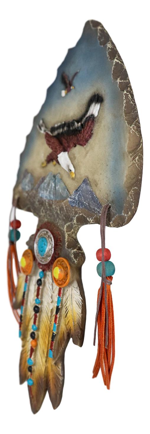 Ebros Gift Ebros Eagle Soaring Over Mountains Dreamcatcher Beaded Lace Feather Headdress Plaque