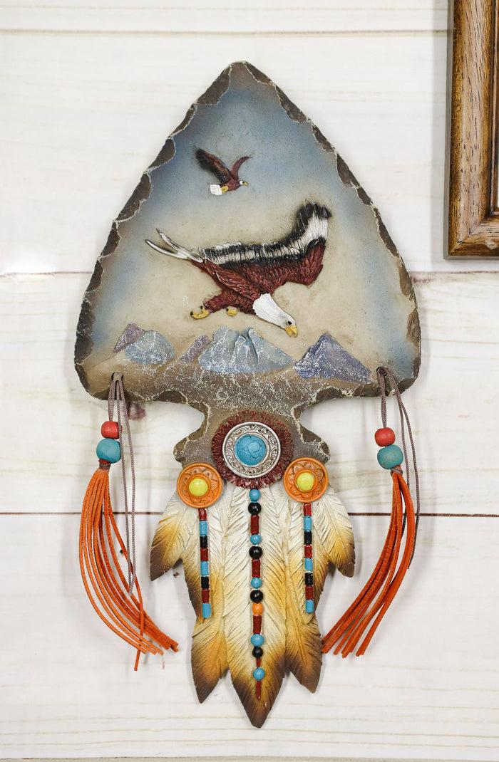 ebros gift Ebros Eagle Soaring Over Mountains Dreamcatcher Beaded Lace Feather Headdress Plaque