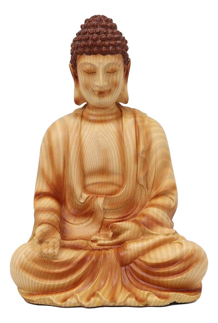 Ebros Gift Ebros Eastern Enlightenment Meditating Buddha Gautama Amitabha In Varada Mudra Pose Statue In Rustic Faux Wood Resin Finish For Home Altar Zen Feng Shui Decoration Housewarming Decor Sculpture
