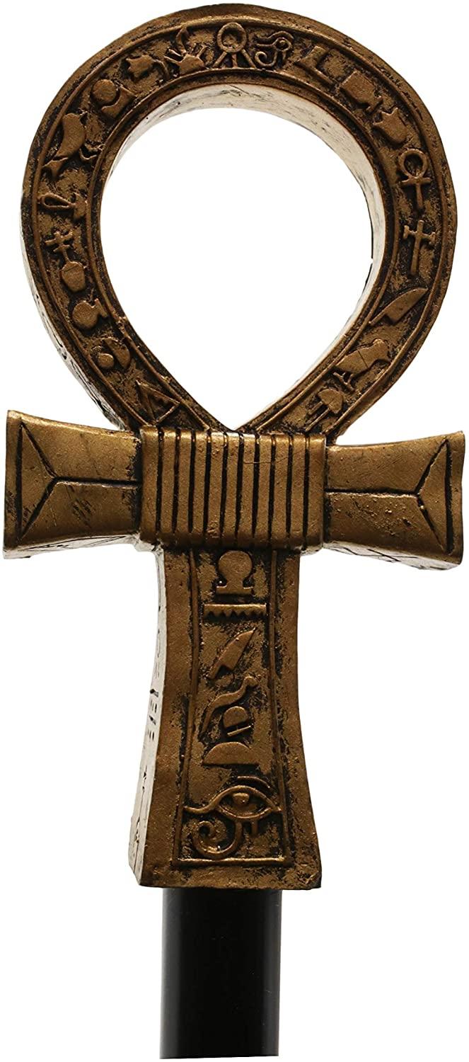 Ebros Gift Ebros Egyptian Ankh Key Of Life With Hieroglyphs Decorative Walking Staff Cane