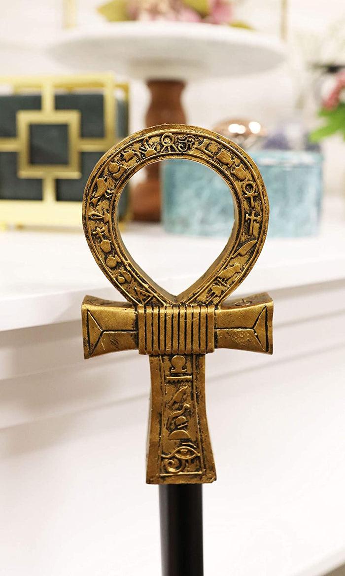 Ebros Gift Ebros Egyptian Ankh Key Of Life With Hieroglyphs Decorative Walking Staff Cane