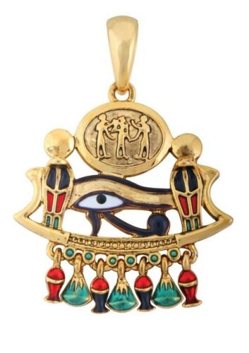 Ebros Gift Ebros Egyptian Beautiful Eye Of Horus With Dual Cobra Necklace Pendant Wedjat