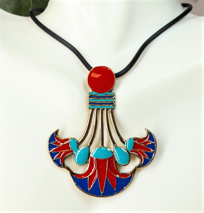 ebros gift Ebros Egyptian Cleopatra Lotus Pendant Medallion Necklace Accessory Jewelry