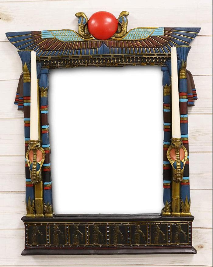 Ebros Gift Ebros Egyptian Cobras With Isis And Ra Wall Mirror With 2 Candle Holders Plaque