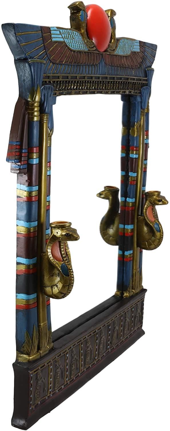 Ebros Gift Ebros Egyptian Cobras With Isis And Ra Wall Mirror With 2 Candle Holders Plaque