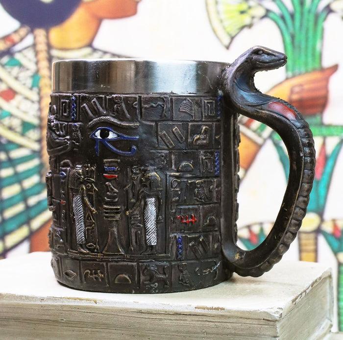 ebros gift Ebros Egyptian Eye Of Horus Amulet Wedjat Mug Drink Coffee Cup Winged Scarab Beetle