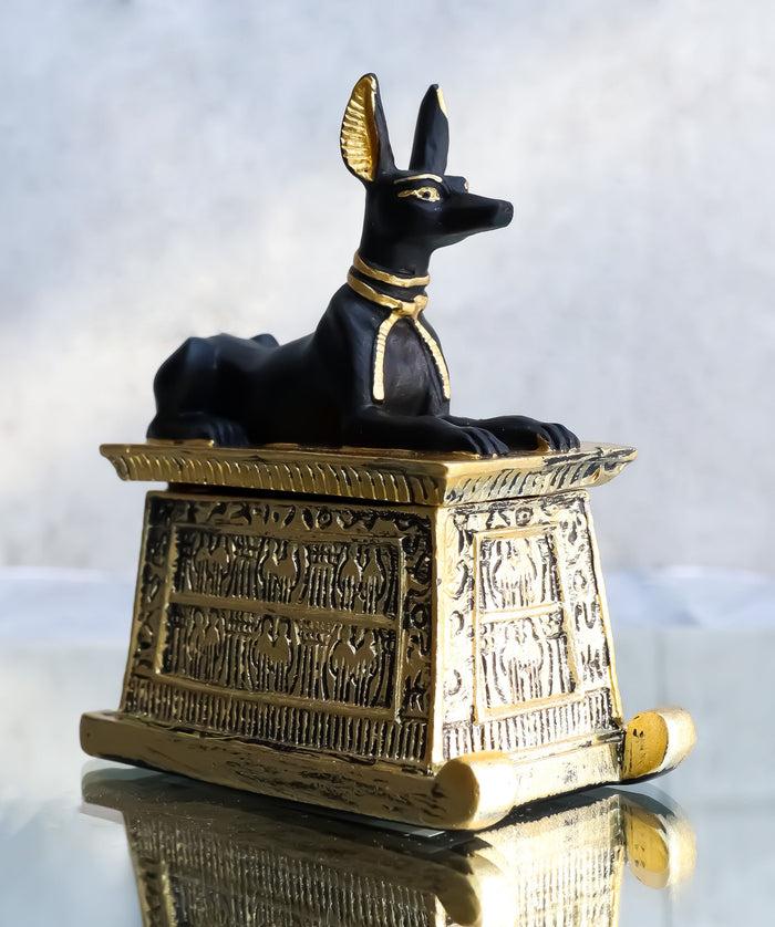 ebros gift Ebros Egyptian God Hieroglyphic Anubis Dog Egyptian Miniature Cartouche Box
