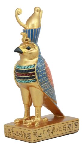 ebros gift Ebros Egyptian God Horus Falcon Bird On Hieroglyphic Pedestal Statue 8.75"H