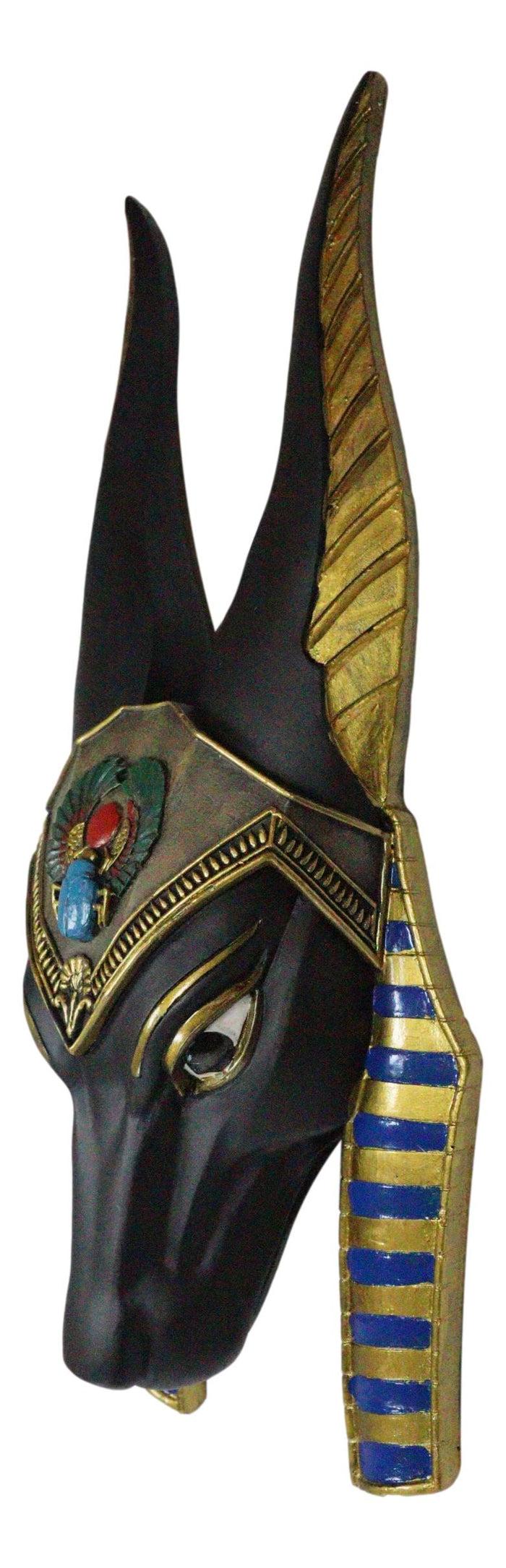 Ebros Gift Ebros Egyptian God Of Afterlife Anubis Head Winged Scarab Bust Wall Plaque Decor 10"H