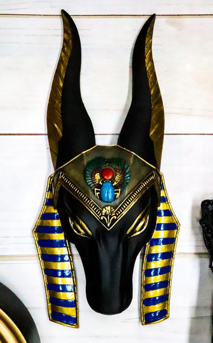 ebros gift Ebros Egyptian God Of Afterlife Anubis Head Winged Scarab Bust Wall Plaque Decor 10"H