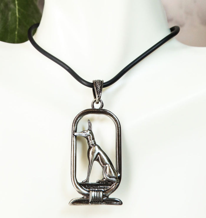 ebros gift Ebros Egyptian God of The Dead Anubis Jackal Dog Cartouche Pendant Necklace