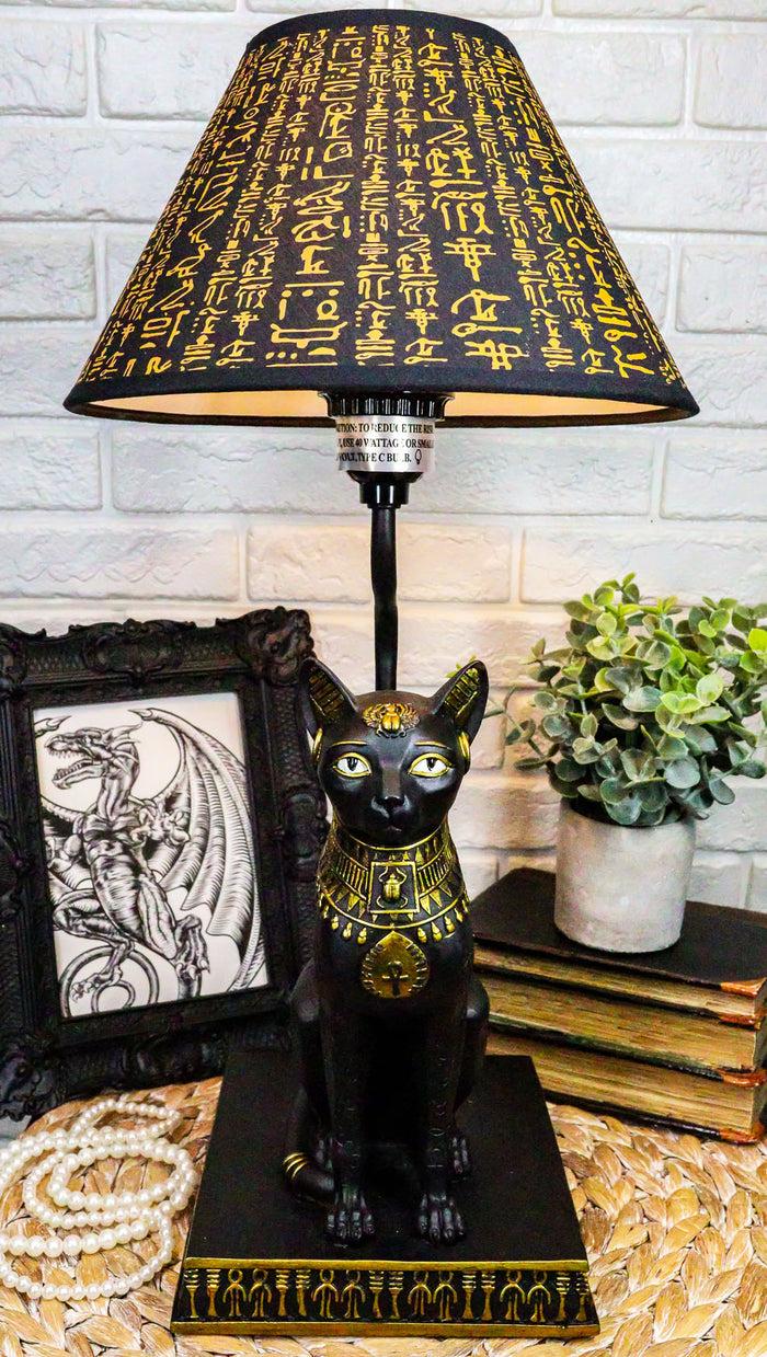 ebros gift Ebros Egyptian Goddess Of Home Bastet Cat Table Lamp Sculpture With Hieroglyphic Shade