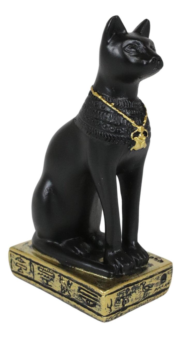 Ebros Gift Ebros Egyptian Goddess Of Home Protection Bastet Cat With Scarab Necklace Figurine 3"H