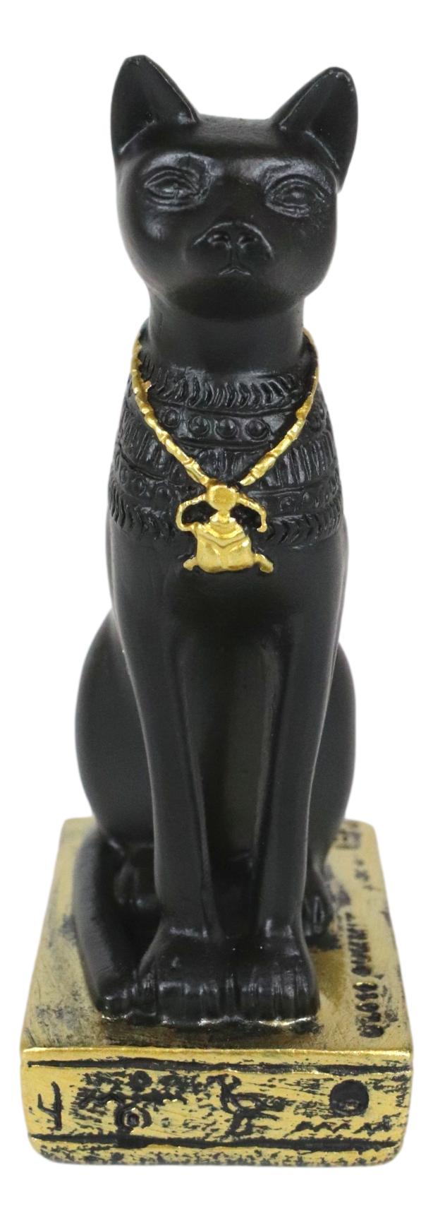 Ebros Gift Ebros Egyptian Goddess Of Home Protection Bastet Cat With Scarab Necklace Figurine 3"H
