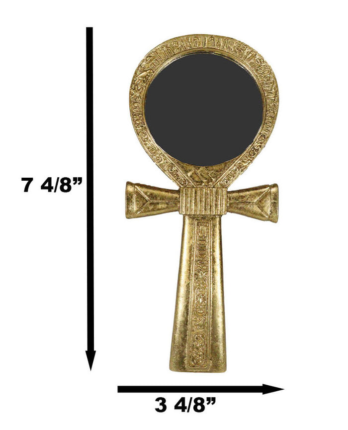 Ebros Gift Ebros Egyptian Gods Winged Scarab Dual Cobra Uraeus Ankh Shaped Hand Mirror