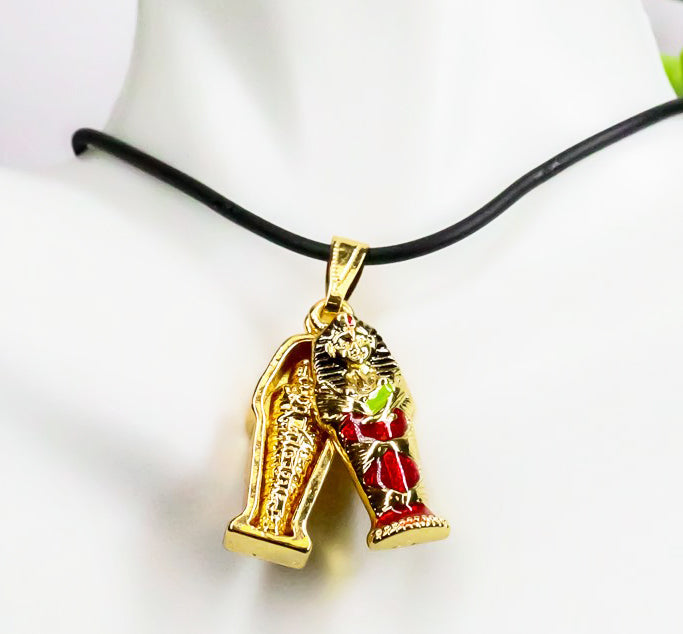 ebros gift Ebros Egyptian King Tut Coffin Sarcophagus Pendant Jewelry Accessory Egypt Necklace