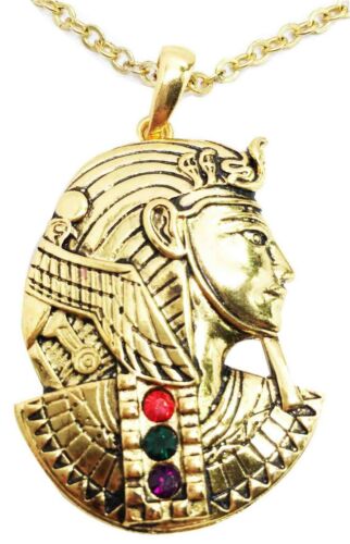 ebros gift Ebros Egyptian Mask Of King Tut Pharaoh Golden Necklace Pendant Jewelry Pewter Egypt