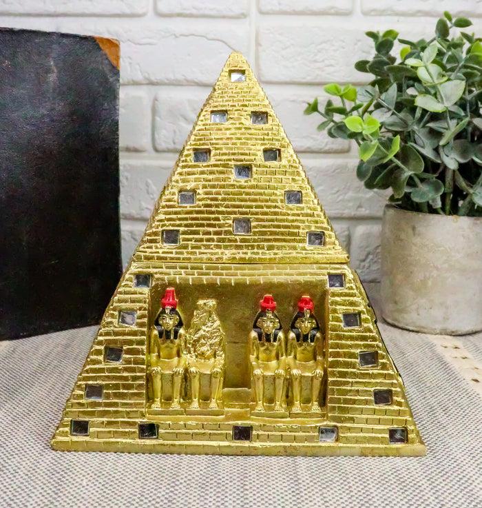 ebros gift Ebros Egyptian Mirror Pyramid Eye of Horus Hinged Jewelry Box Figurine Statue