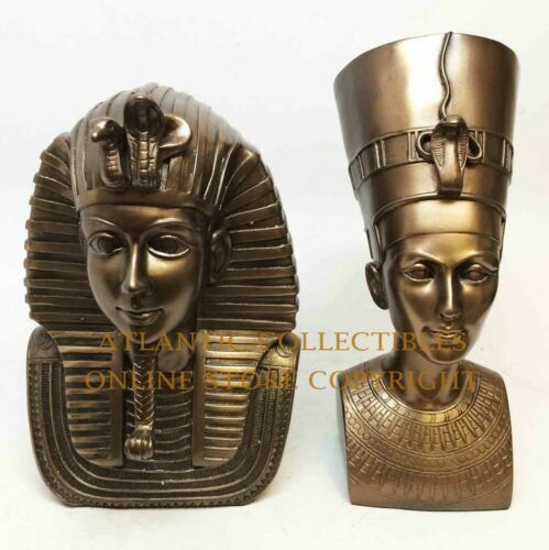 ebros gift Ebros Egyptian Pharaoh King Tut and Queen Nefertiti Bust Set of Two Figurine