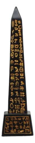 Ebros Gift Ebros Egyptian Temple Of Ra Gold Black Luxor Obelisk With Hieroglyphs Statue 8"H