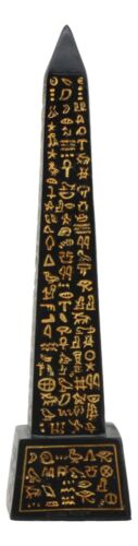 Ebros Gift Ebros Egyptian Temple Of Ra Gold Black Luxor Obelisk With Hieroglyphs Statue 8"H