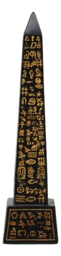 Ebros Gift Ebros Egyptian Temple Of Ra Gold Black Luxor Obelisk With Hieroglyphs Statue 8"H
