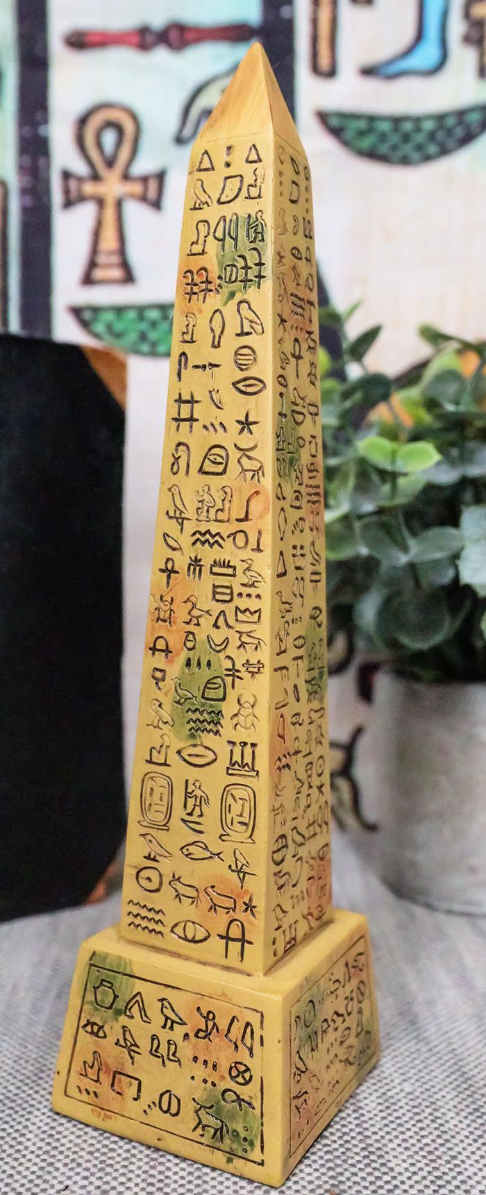 ebros gift Ebros Egyptian Temple of Ra Sand Desert Obelisk With Hieroglyphs Statue 8" Tall