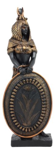 Ebros Gift Ebros Egyptian Theme Isis Holding Shield Bronzed Resin Statue Sculpture Figurine