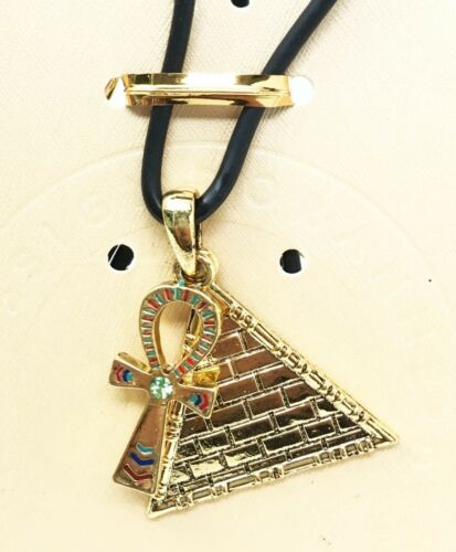 Ebros Gift Ebros Egyptian Theme Pewter Alloy Pyramid Ankh Necklace Pendant Jewelry Fashion
