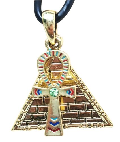 Ebros Gift Ebros Egyptian Theme Pewter Alloy Pyramid Ankh Necklace Pendant Jewelry Fashion