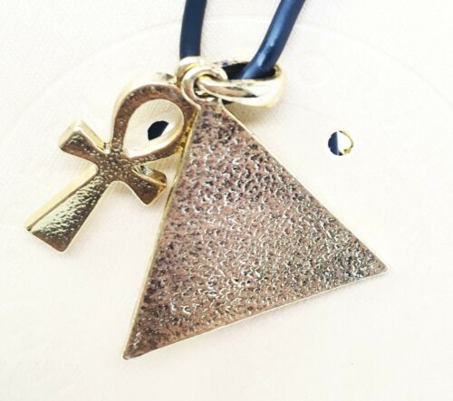 Ebros Gift Ebros Egyptian Theme Pewter Alloy Pyramid Ankh Necklace Pendant Jewelry Fashion