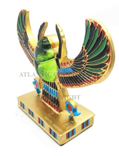 Ebros Gift Ebros Egyptian Winged Scarab Amulet Ankh Symbol Of Rebirth Figurine Statue