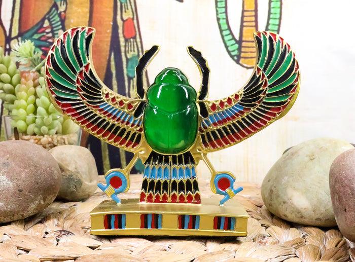 ebros gift Ebros Egyptian Winged Scarab Amulet Ankh Symbol of Rebirth Figurine Statue