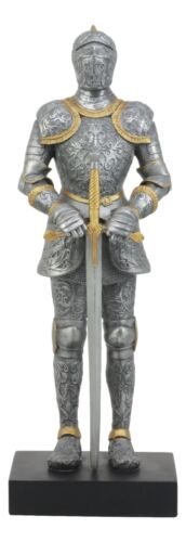 Ebros Gift Ebros El Cavaliere Italian Knight With Long Sword Statue 13" Tall Suit Of Armor Swordsman Medieval Knight Figurine Age Of Kings