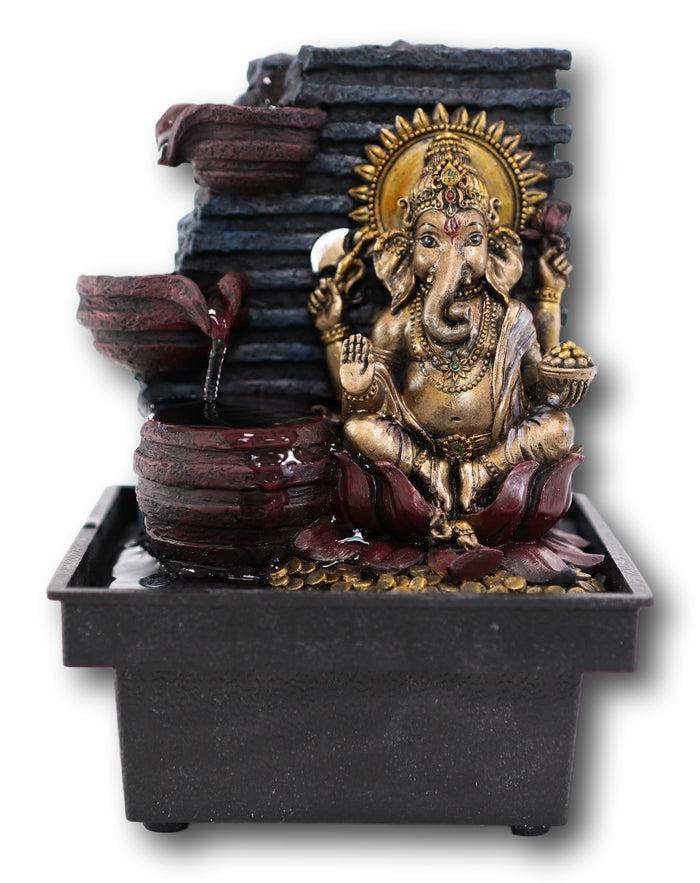 Ebros Gift Ebros Elephant-Headed Hindu God Ganesha Flowing Water Fountain Resin Home Decor