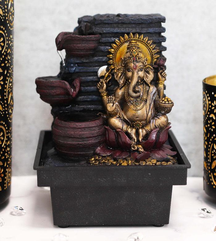 Ebros Gift Ebros Elephant-Headed Hindu God Ganesha Flowing Water Fountain Resin Home Decor