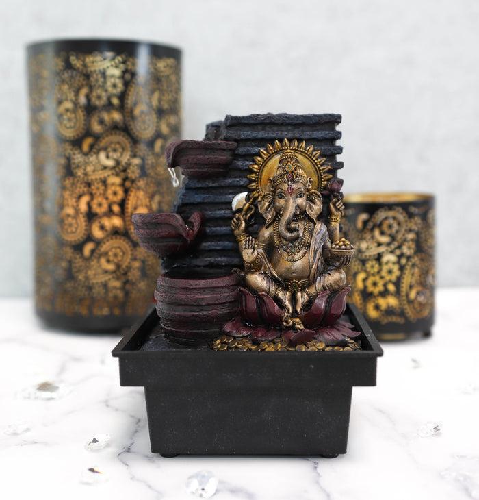 ebros gift Ebros Elephant-Headed Hindu god Ganesha Flowing Water Fountain Resin Home Decor