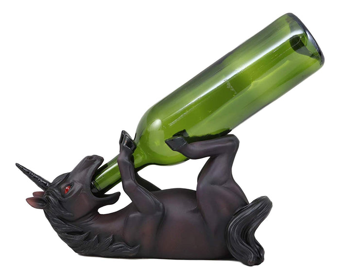 Ebros Gift Ebros Elixir Of Doom Macabre Black Unicorn Wine Holder Figurine Kitchen Statue