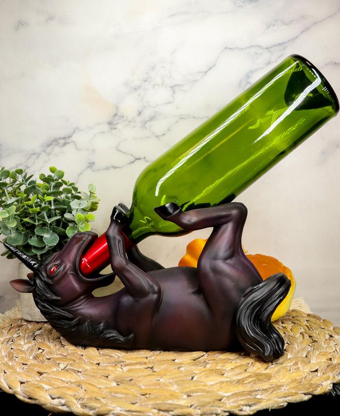 ebros gift Ebros Elixir of Doom Macabre Black Unicorn Wine Holder Figurine Kitchen Statue