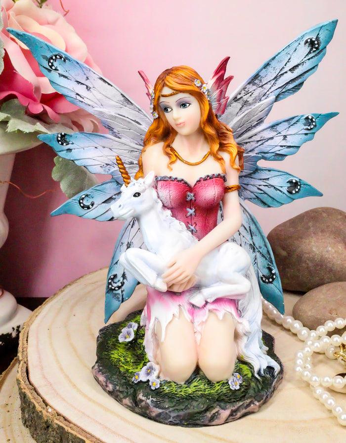 ebros gift Ebros Enchanted Forest Lavender Fairy With Baby Unicorn Figurine Myths Legends Accent