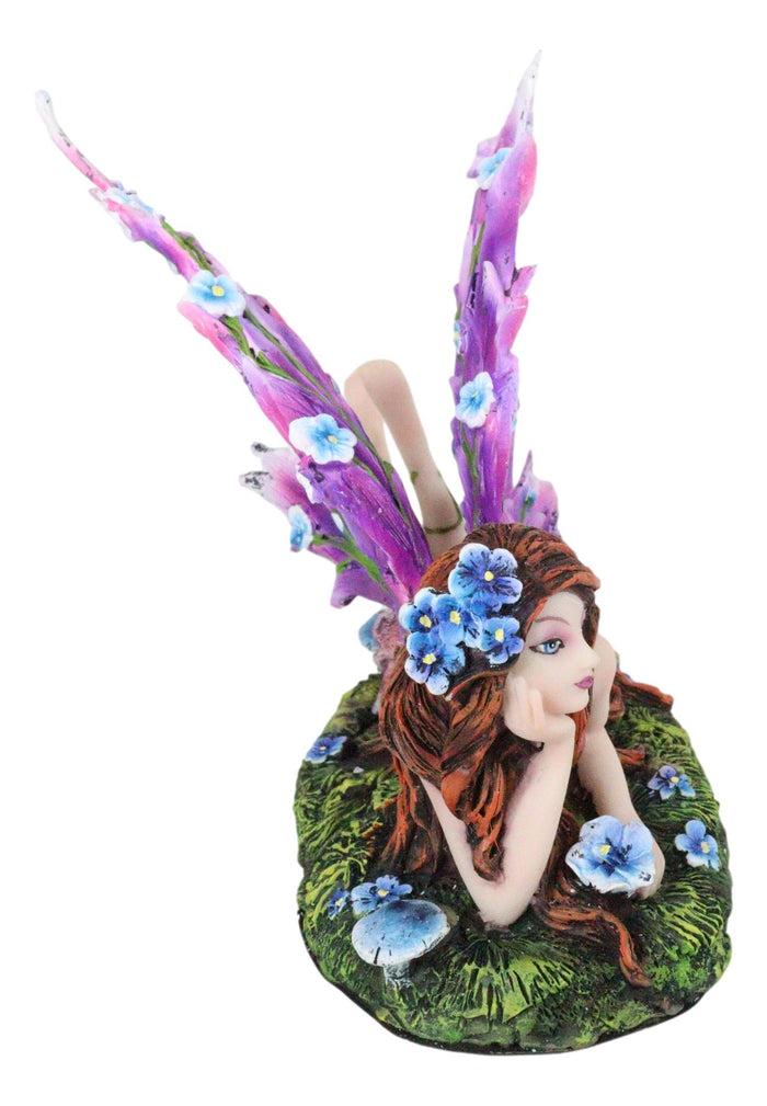 Ebros Gift Ebros Enchanted Garden Meadows Blue Peony Fairy With Purple Wings Sunbathing Figurine